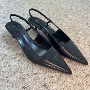 Black kitten sling back heels Zara size 39